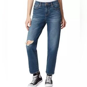 NWT [Frayed] High Rise Distressed Straight Leg Denim Jeans Women’s Size 29